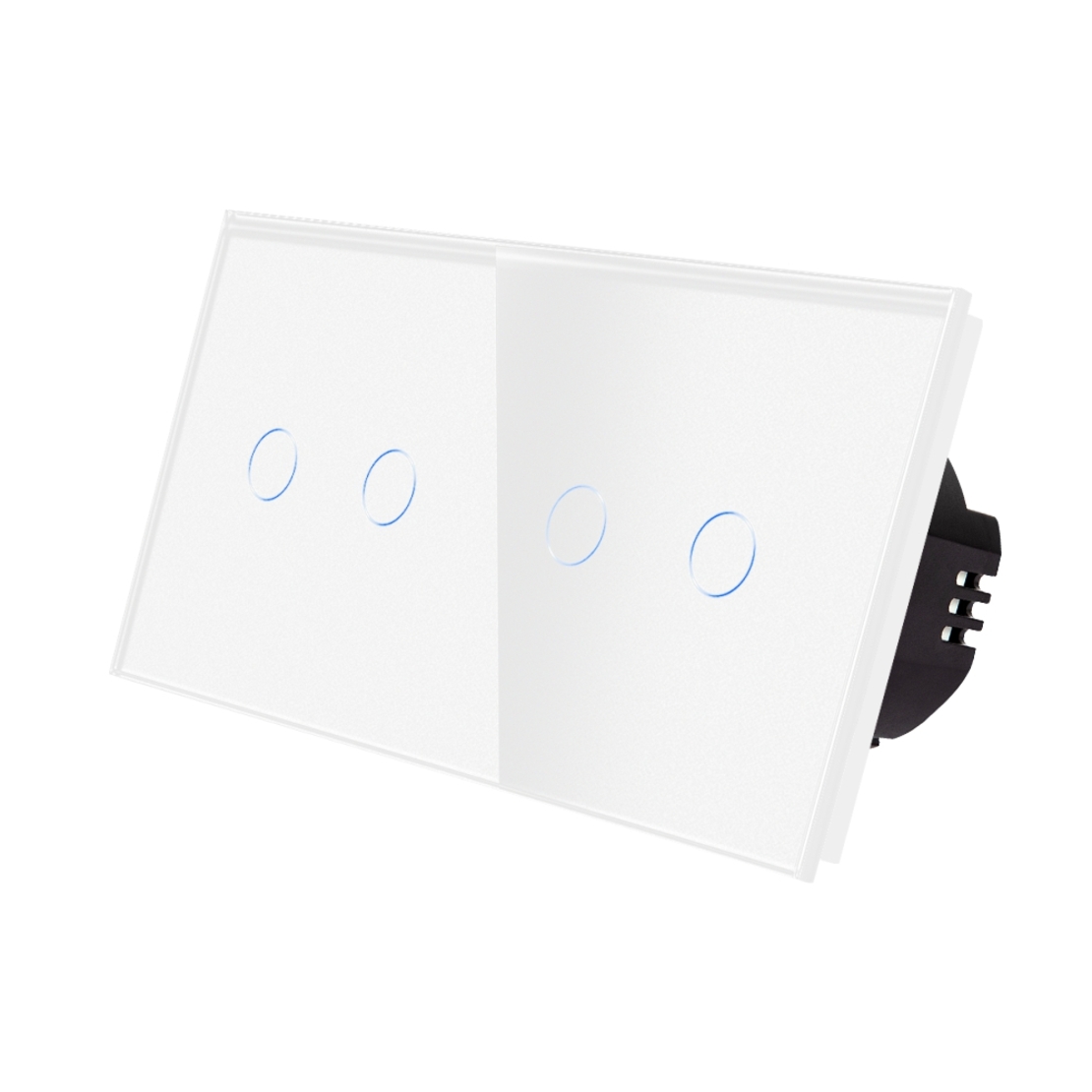 Intrerupator Dublu + Dublu cu Touch din Sticla LUXION, alb