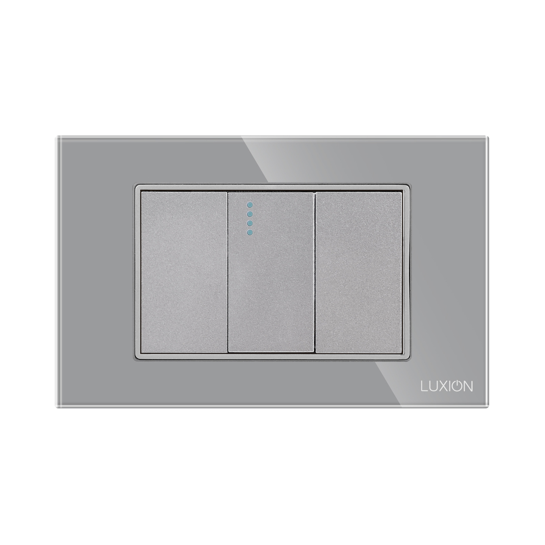 Intrerupator cu Revenire (Sonerie) Mecanic 1M si 2 Taste False LUXION cu Rama din Sticla, Standard Italian, 3M, gri