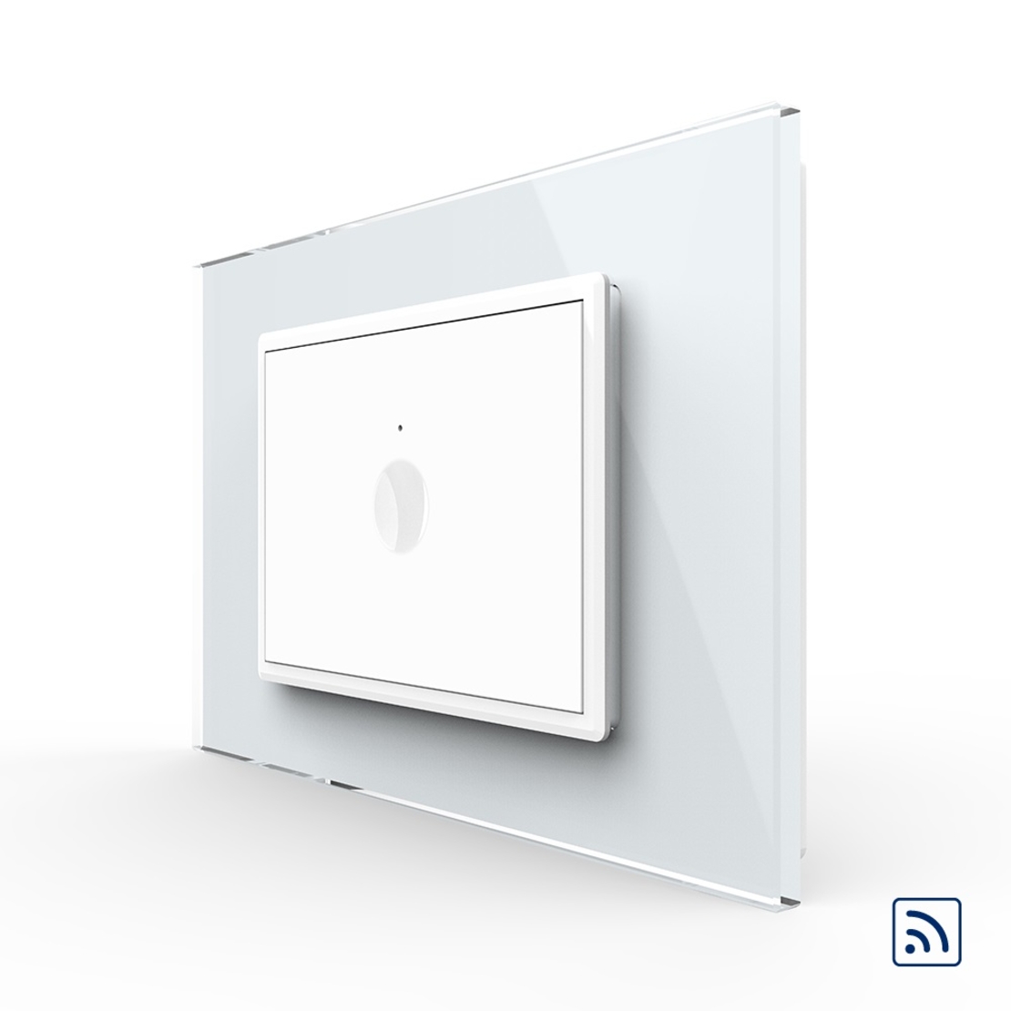 Intrerupator simplu wireless cu touch Livolo cu rama din sticla, standard Italian - Serie noua, alb