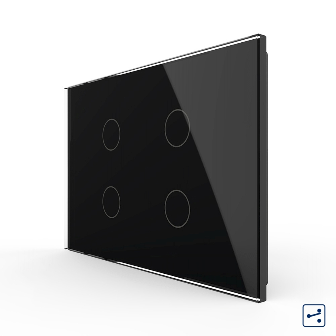 Intrerupator cvadruplu cap scara / cruce cu touch Livolo din sticla, standard Italian - Serie noua, negru