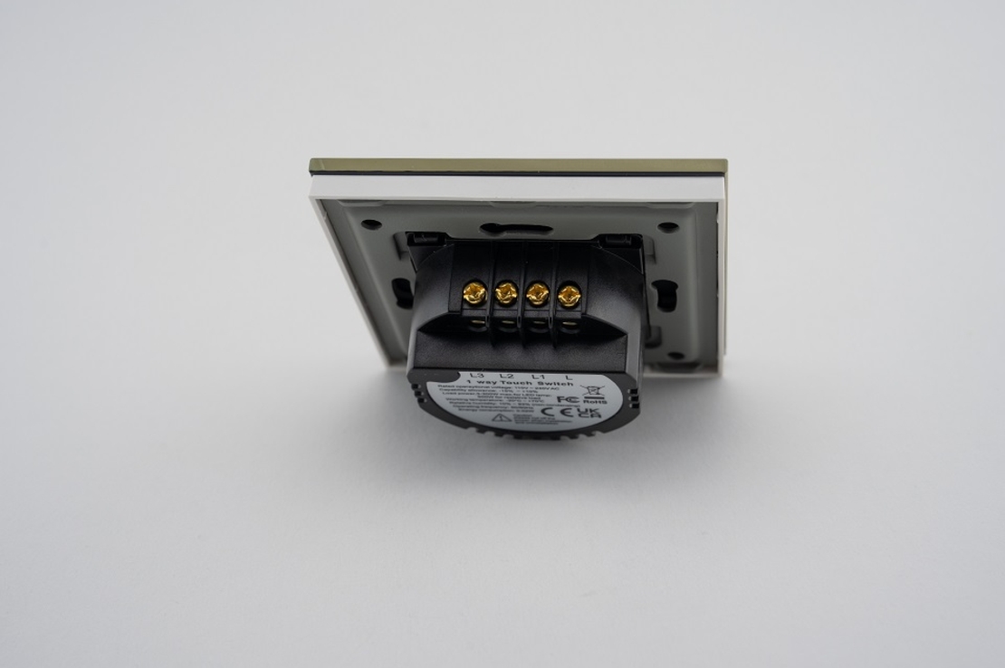 Intrerupator Triplu cu Touch din Sticla LUXION, 500W, auriu