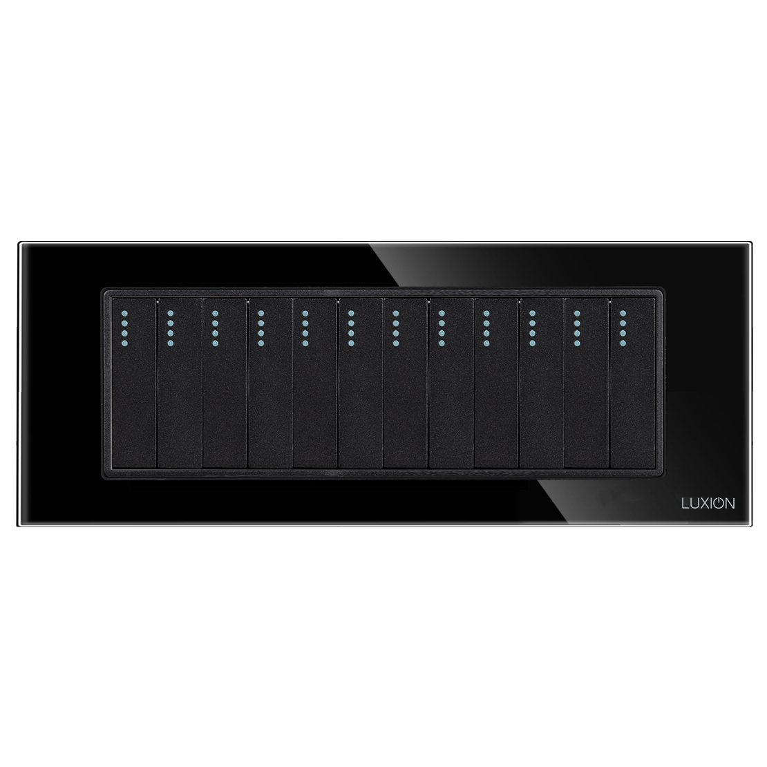 Intrerupator Mecanic 12 Posturi LUXION cu Rama din Sticla, Standard Italian, 6M, negru