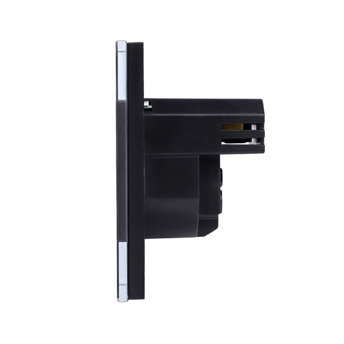 Priza Simpla + USB-A + USB-C LUXION cu Rama din Sticla, negru