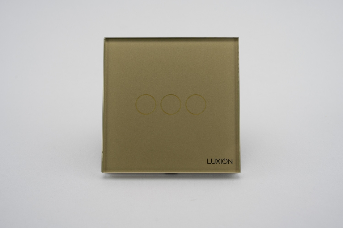 Intrerupator Triplu cu Touch din Sticla LUXION, auriu