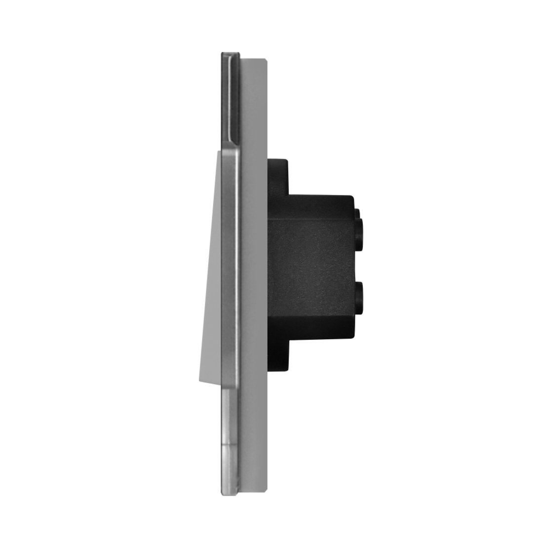 Intrerupator Simplu Mecanic cu Reset / Revenire LUXION cu Rama din Sticla, gri