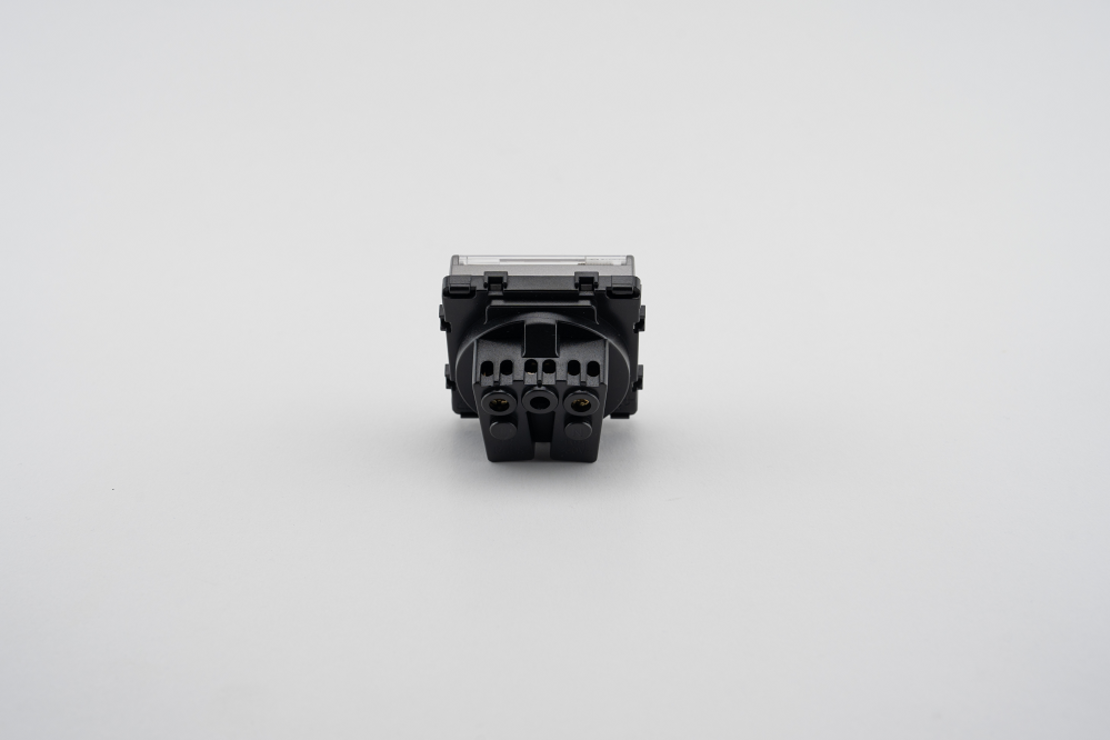 Modul Priza Simpla cu Capac Fara Rama Din Sticla LUXION, gri