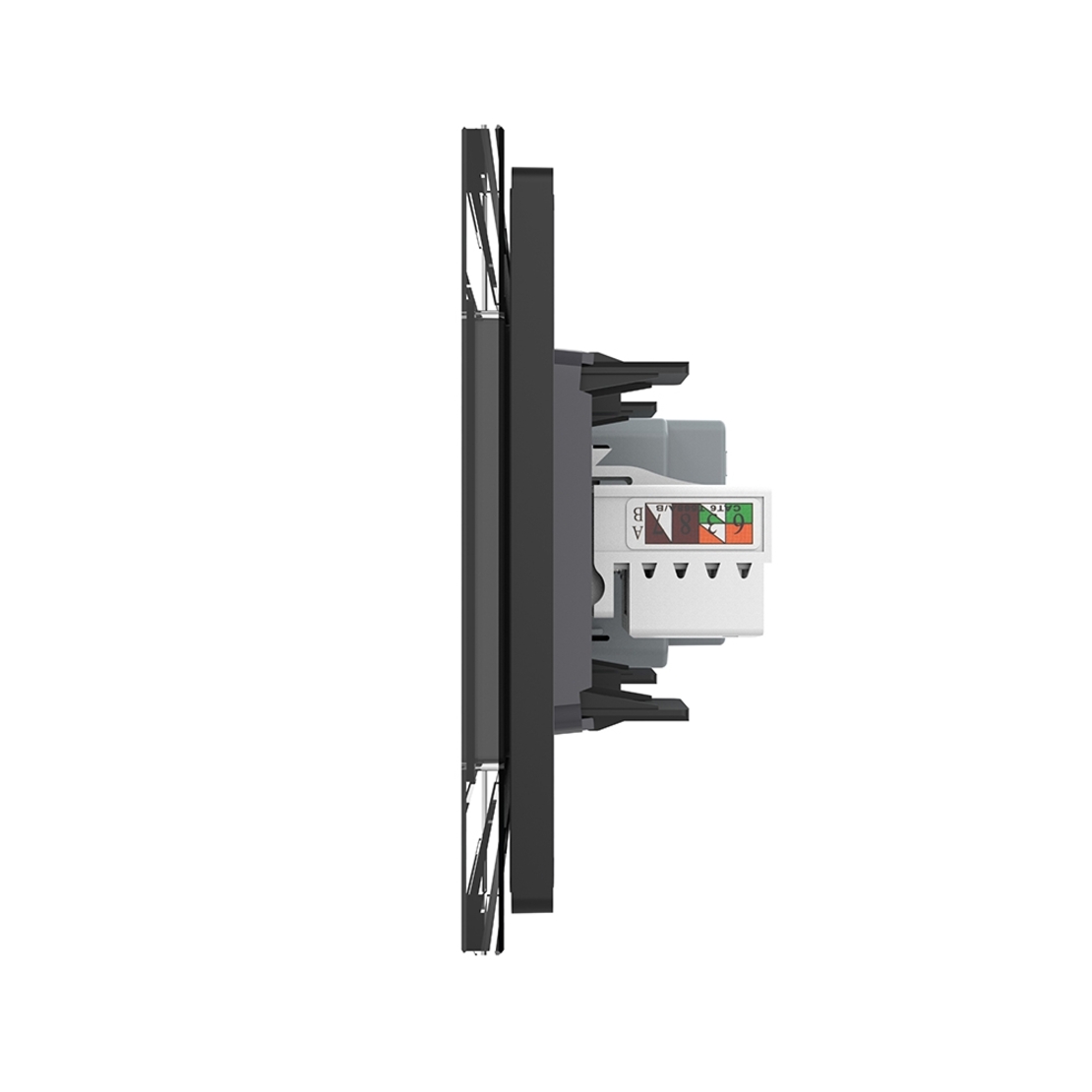 Priza Tripla cu Blank Livolo cu Rama din Sticla 2 Prize Schuko+TV/internet, Standard Italian - Serie Noua, negru