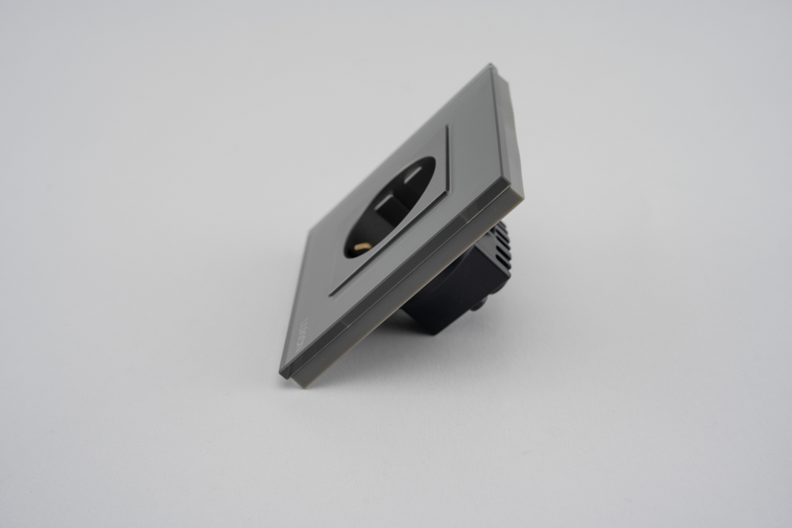 Priza Simpla LUXION cu Rama din Sticla, gri