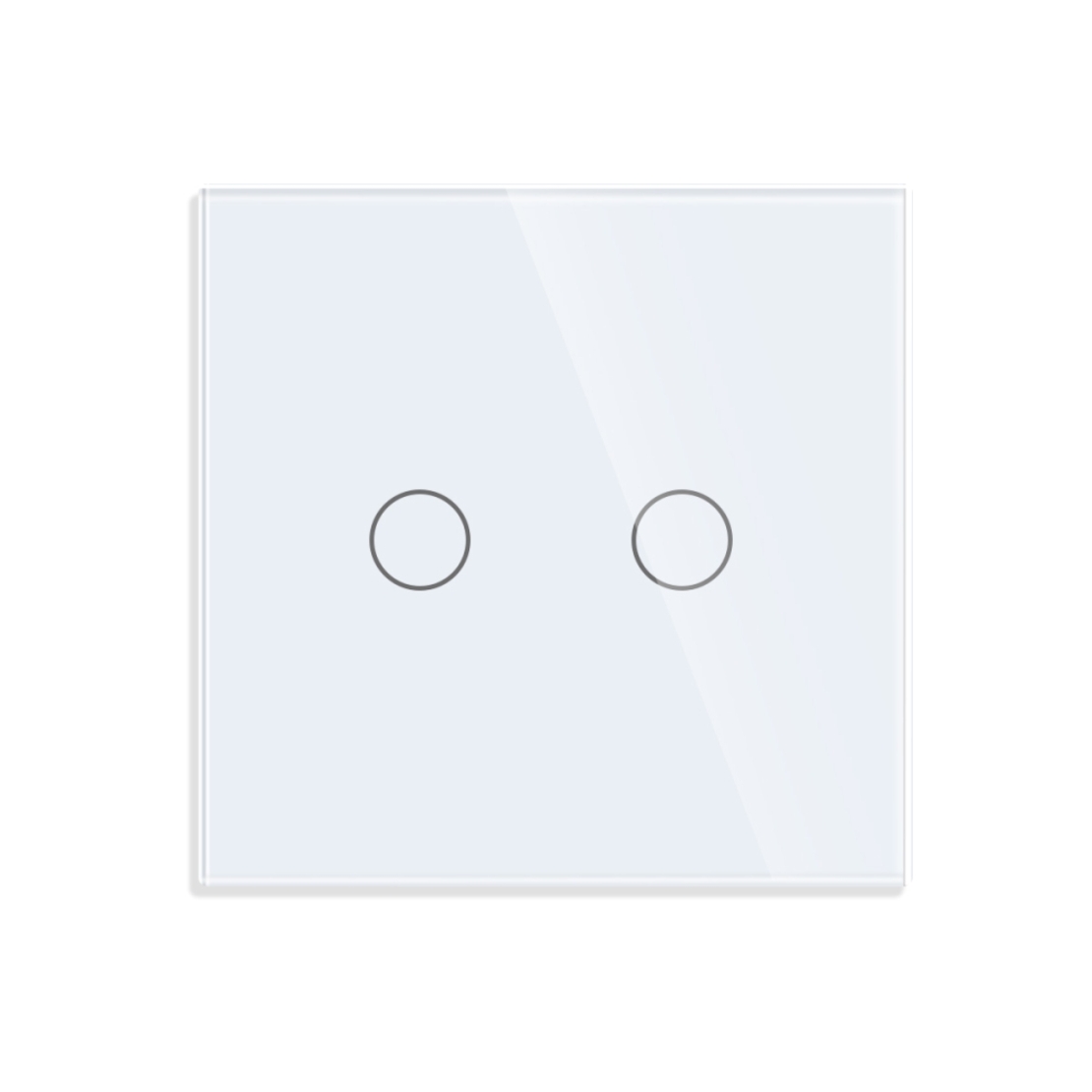 Intrerupator Dublu RF433 cu Touch din Sticla LUXION, alb