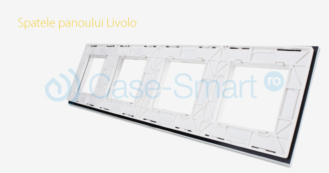 Rama priza cvadrupla Livolo din sticla, alb