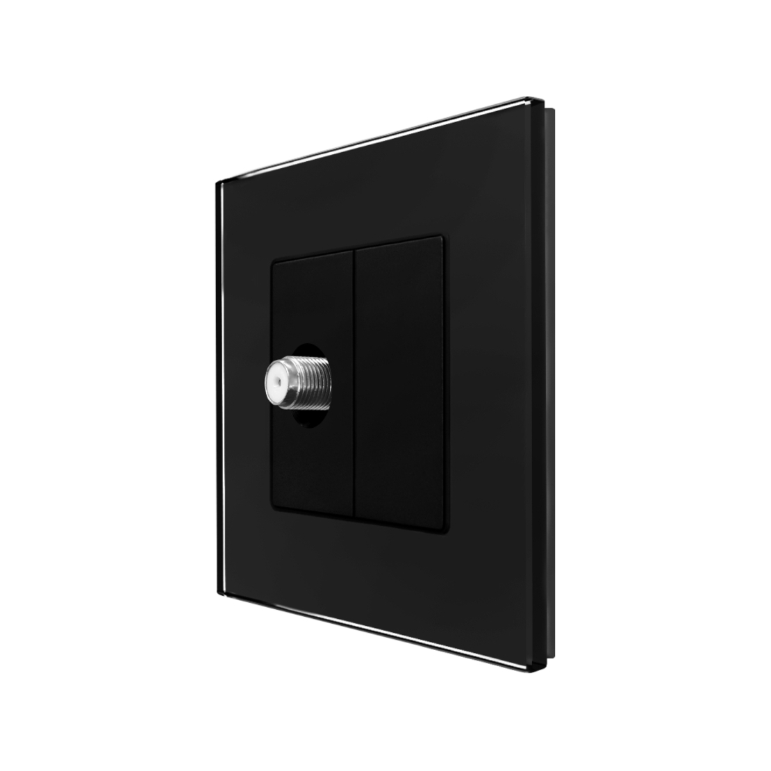 Priza TV Satelit cu Rama din Sticla LUXION, negru