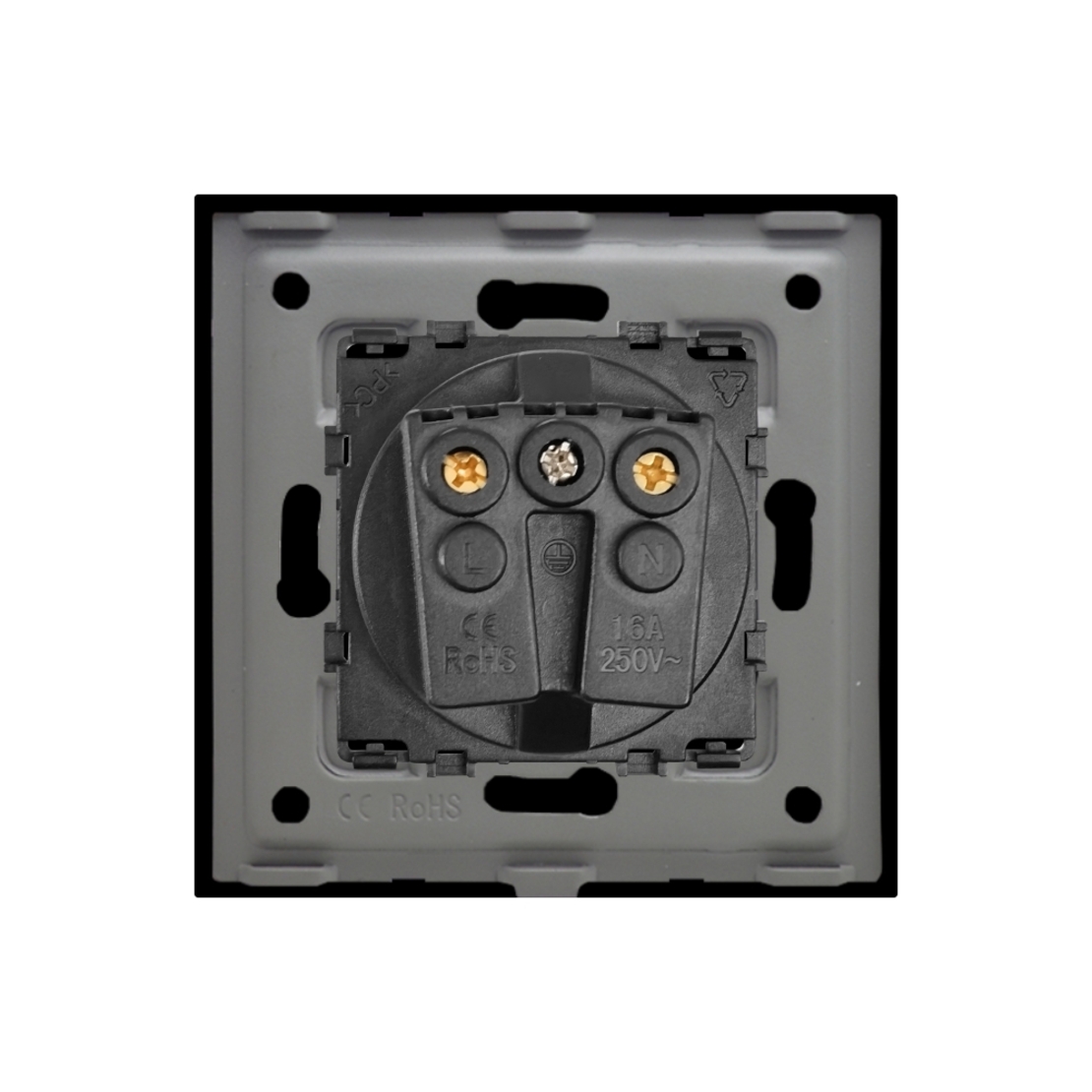 Priza Simpla cu Capac de Protectie LUXION cu rama din aluminiu, negru