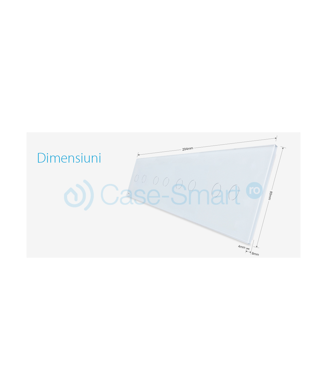 Panou intrerupator dublu+dublu+dublu+dublu cu touch Livolo din sticla, alb