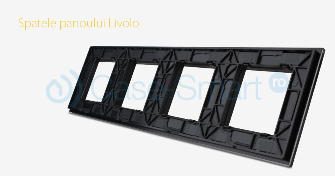 Rama priza cvadrupla Livolo din sticla, negru