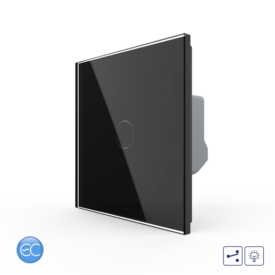Intrerupator Simplu Cap Scara / Cruce cu Dimmer cu Touch LIVOLO din Sticla - Protocol ZigBee EC, negru