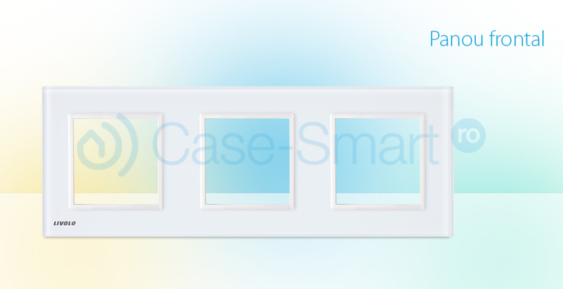 Rama priza tripla Livolo din sticla, alb