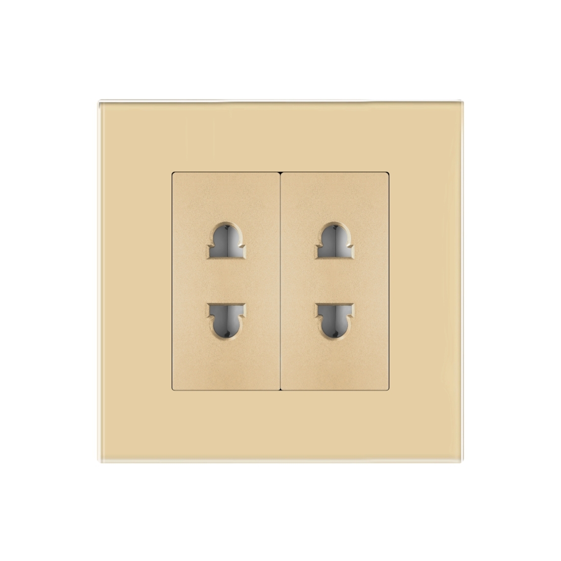 Priza Dubla cu Module Inguste cu Rama din Sticla LUXION, auriu