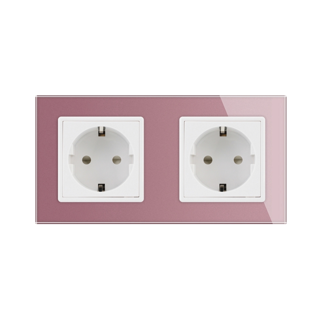 Priza dubla Livolo cu rama din sticla, roz