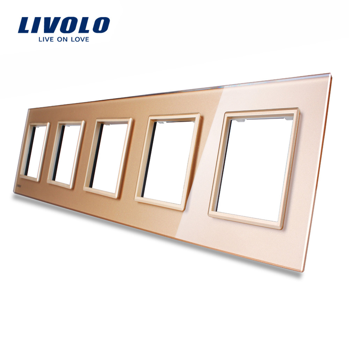 Rama cvintuplu din sticla Livolo, auriu