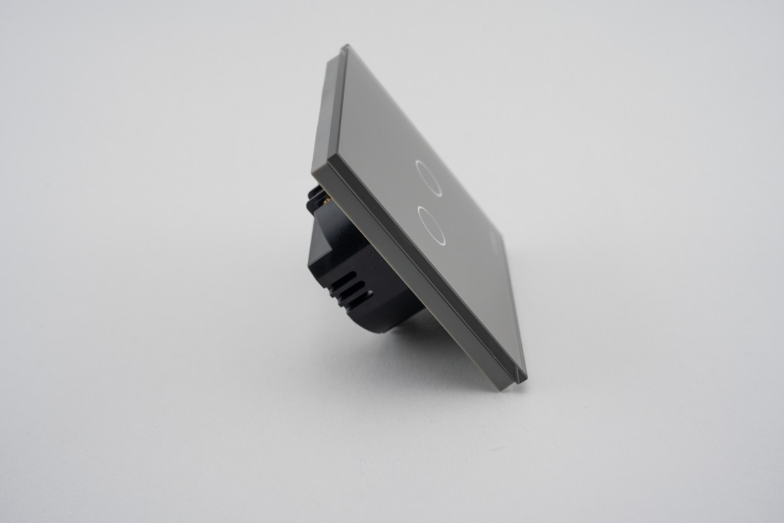 Intrerupator Dublu cu Touch din Sticla LUXION, 500W, gri