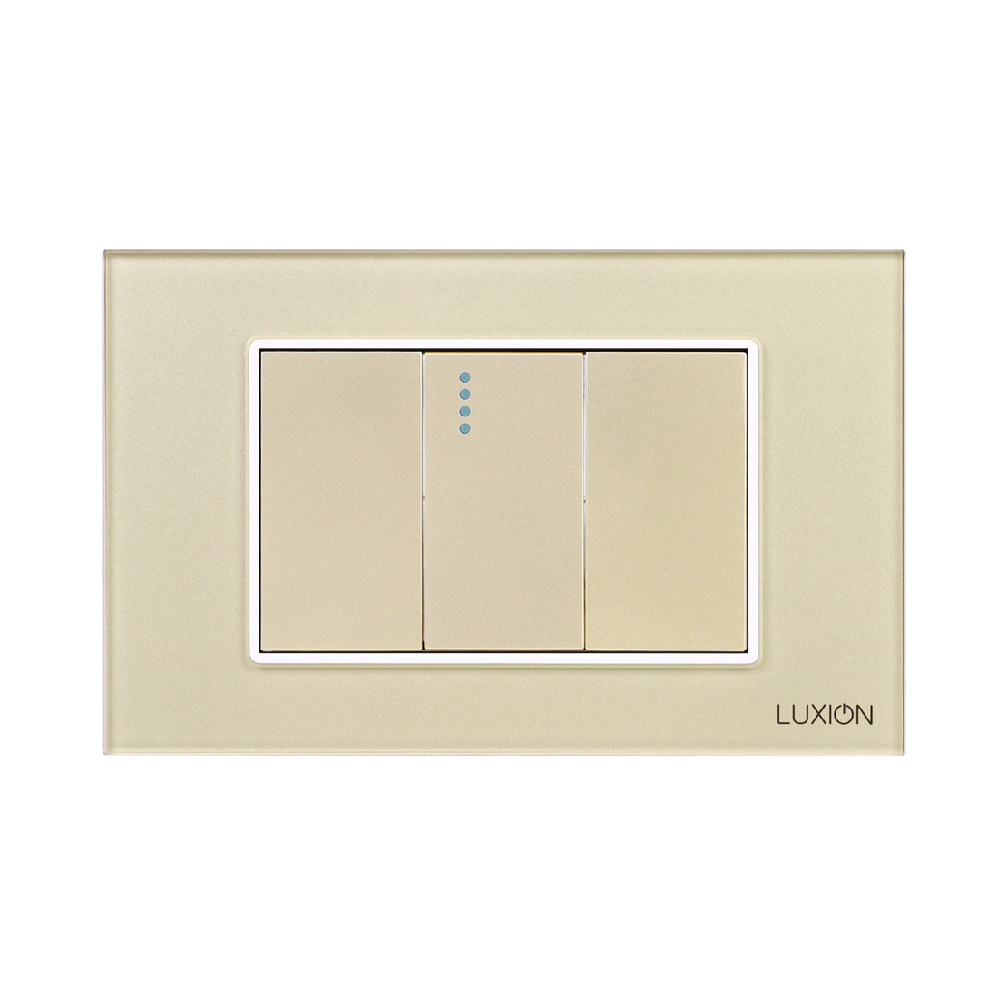 Intrerupator cu Revenire (Sonerie) Mecanic 1M si 2 Taste False LUXION cu Rama din Sticla, Standard Italian, 3M, auriu