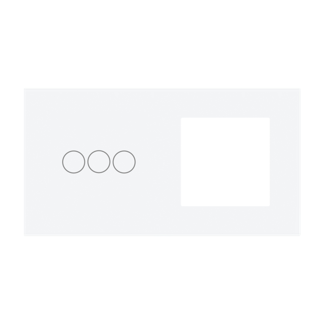 Panou Intrerupator Triplu cu Touch si Priza Simpla Din Sticla LUXION, alb