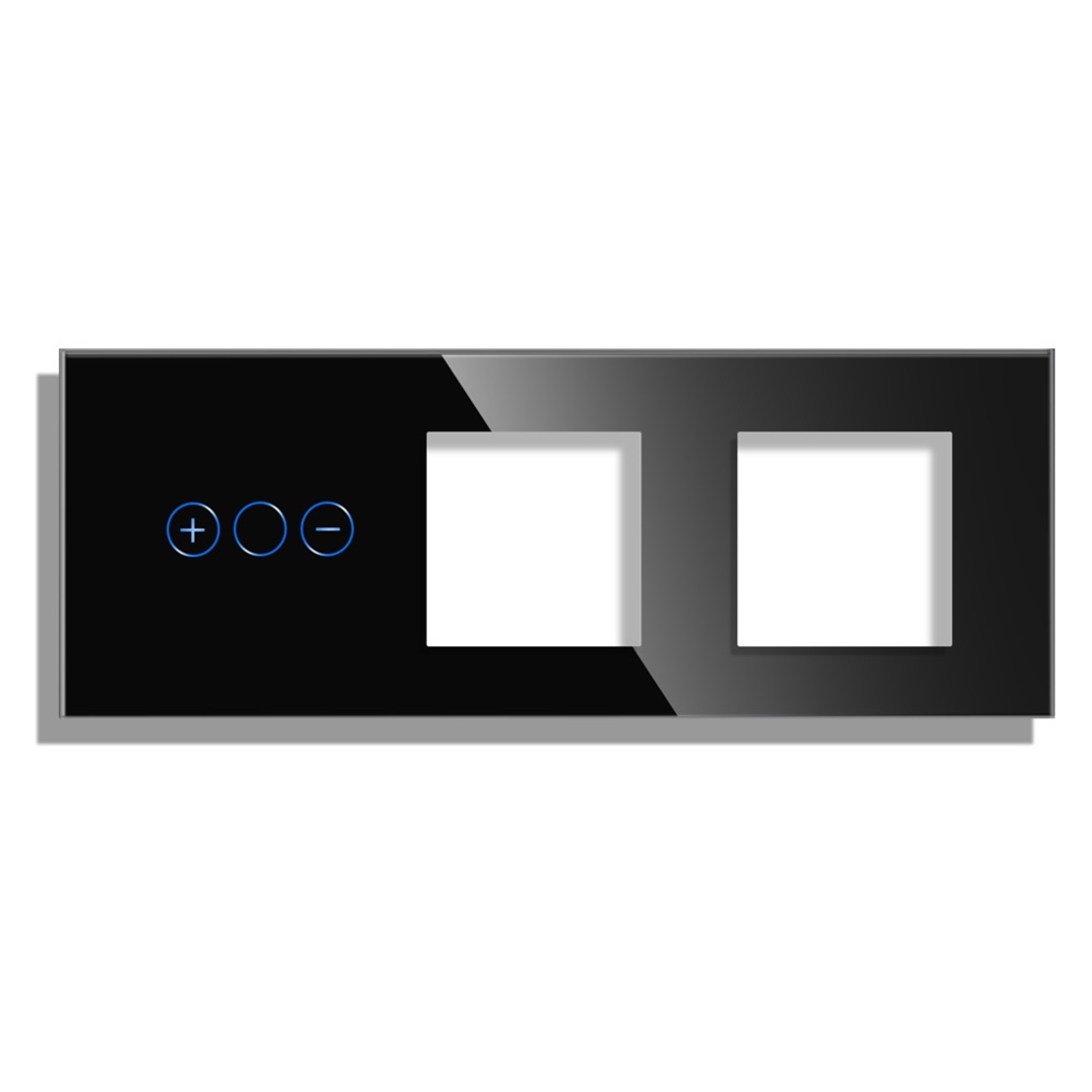 Panou Intrerupator Variator cu Touch si 2 Prize Simple Din Sticla LUXION, negru