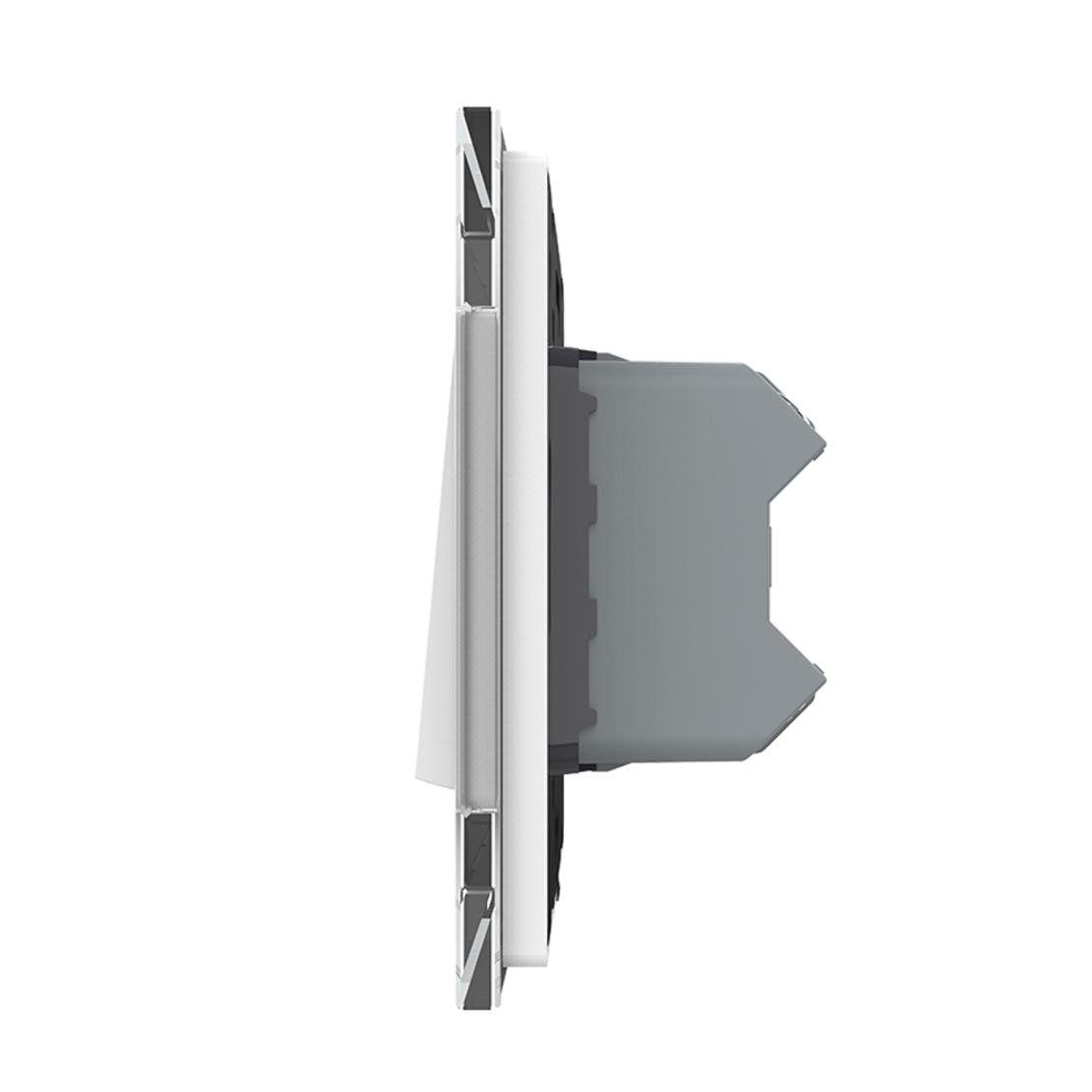 Intrerupator Dublu Mecanic Cap Cruce LIVOLO cu Rama din Sticla - Serie Noua, alb