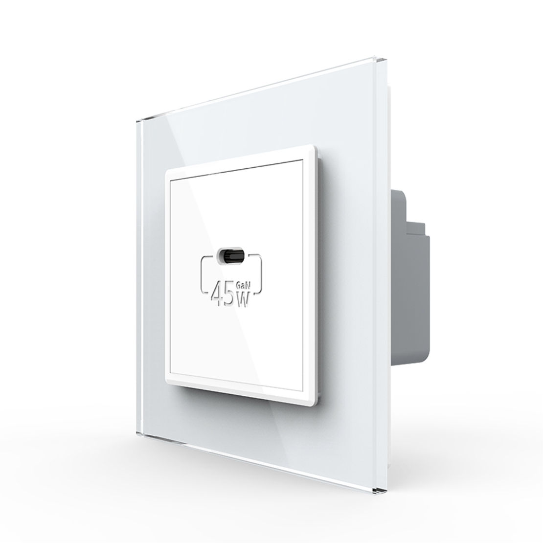 Priza USB Tip C Livolo cu Rama din Sticla, alb