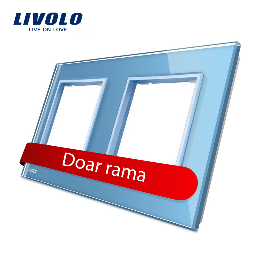 Rama priza dubla Livolo din sticla, albastru