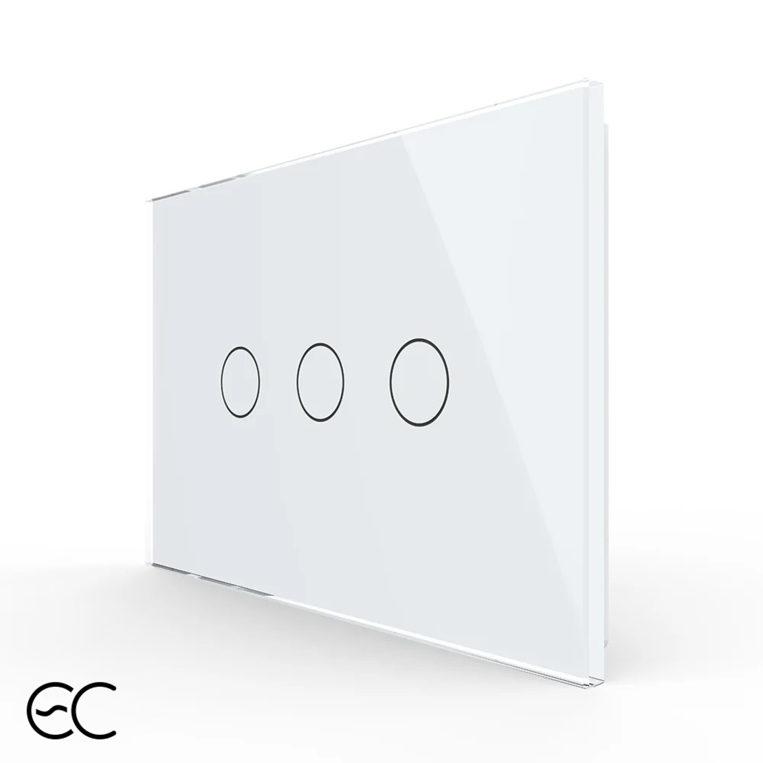 Intrerupator triplu cu touch Livolo din sticla, standard Italian, protocol ZigBee EC - Serie noua, alb