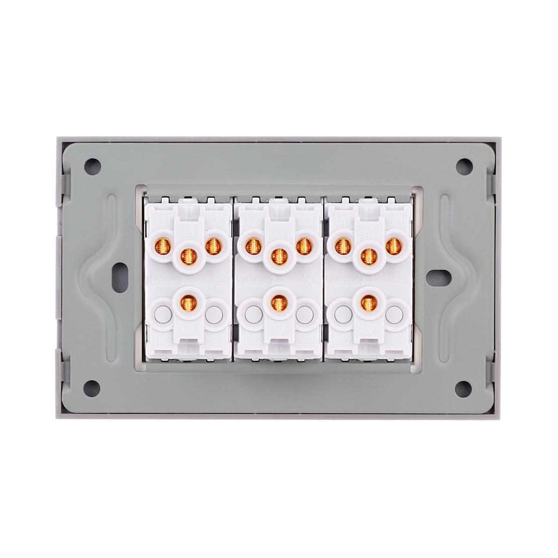 Intrerupator Mecanic 6 Posturi LUXION cu Rama din Sticla, Standard Italian, 3M, gri