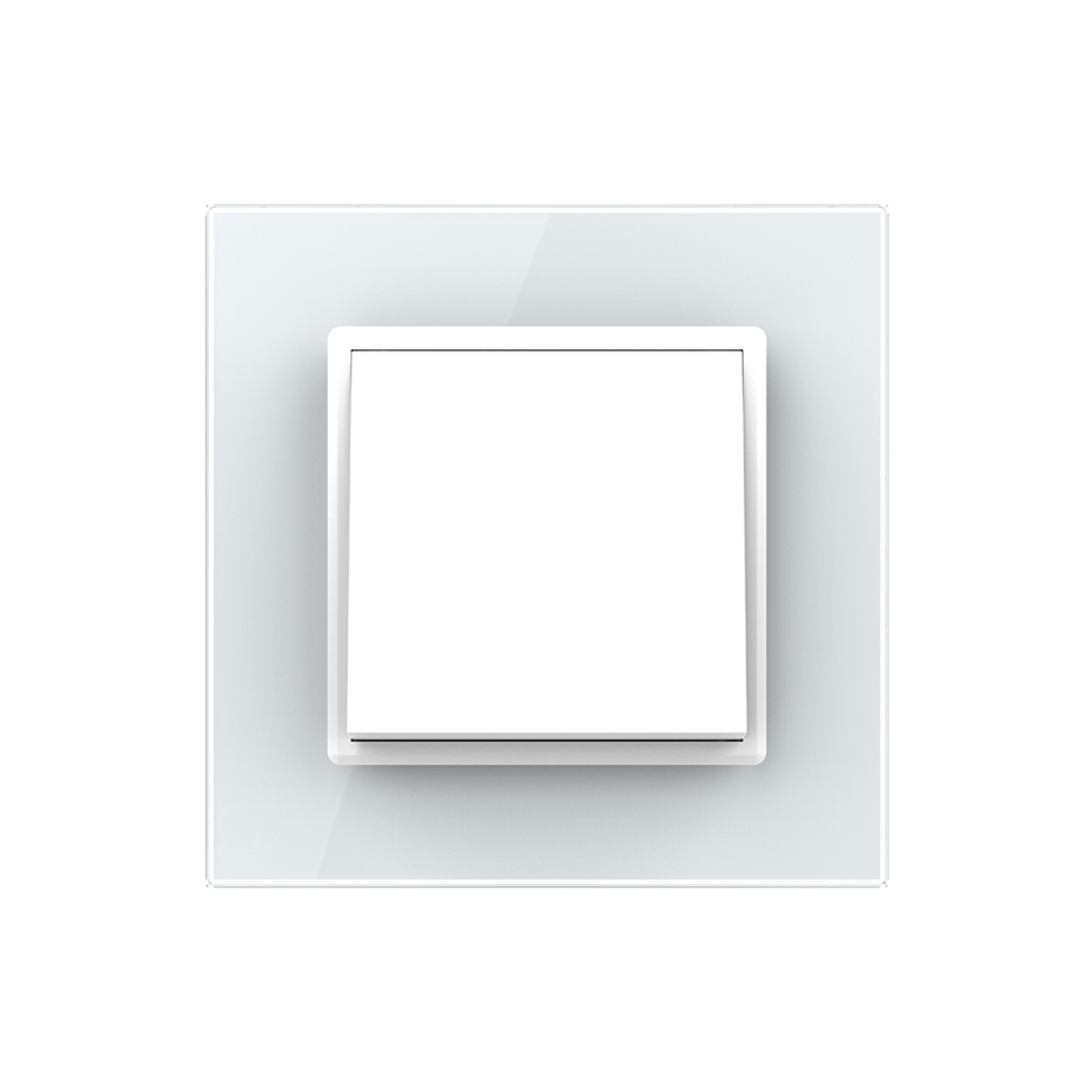 Intrerupator Simplu Mecanic Cap Cruce, 2 Module LIVOLO cu Rama din Sticla - Serie Noua, alb