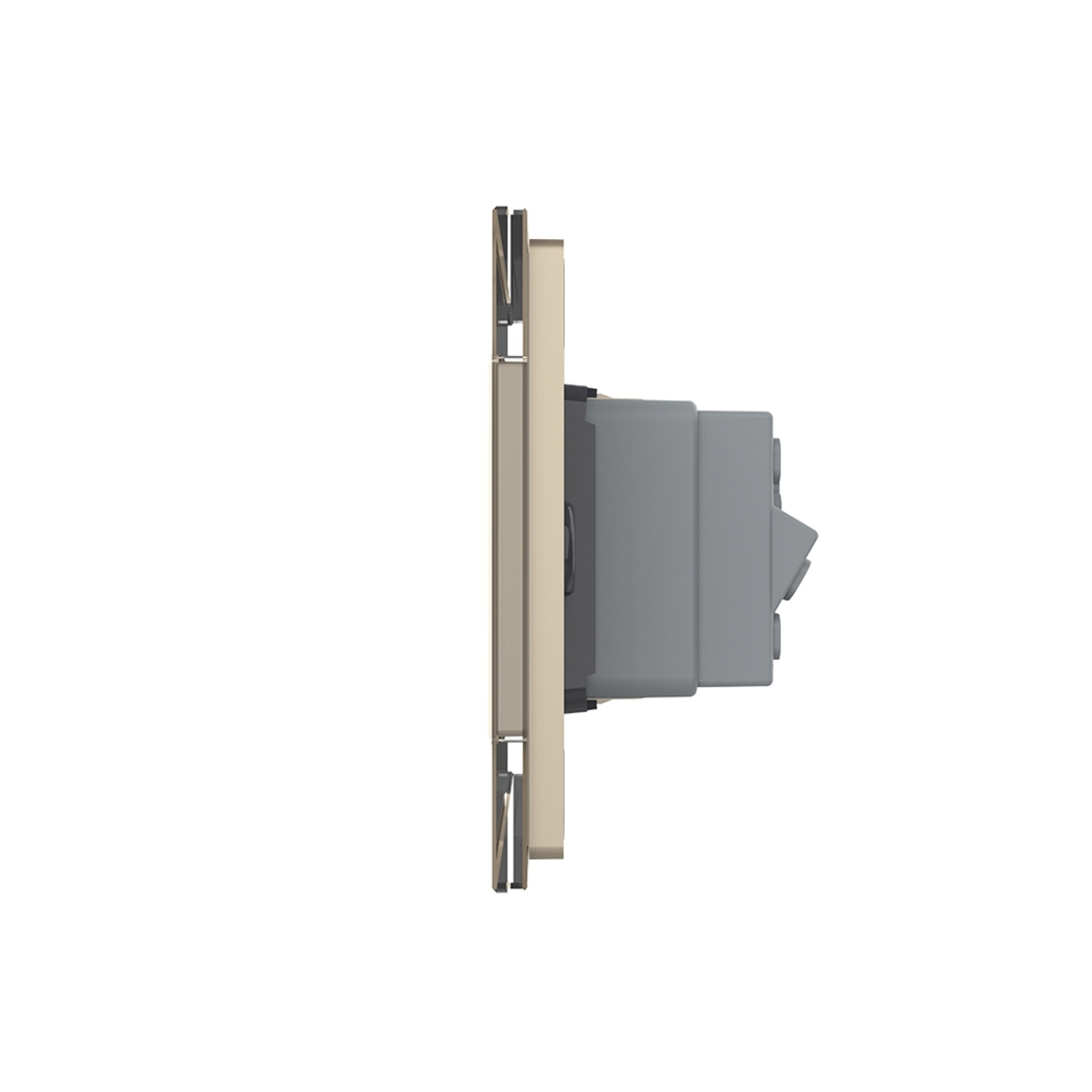 Priza dubla italiana Livolo cu rama din sticla - standard italian, auriu