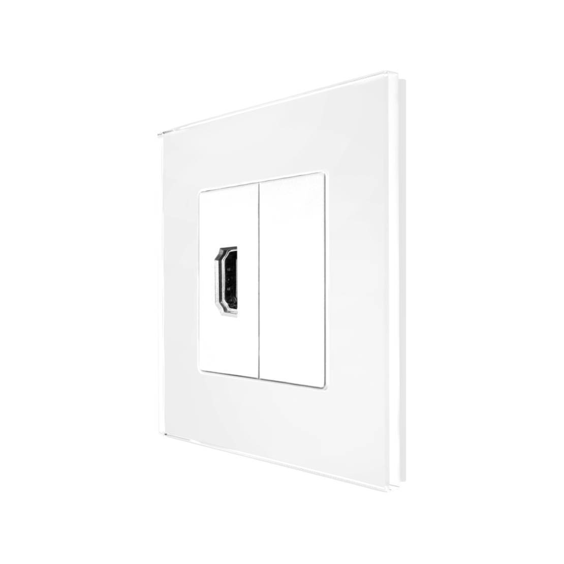 Priza HDMI cu Rama din Sticla LUXION, alb