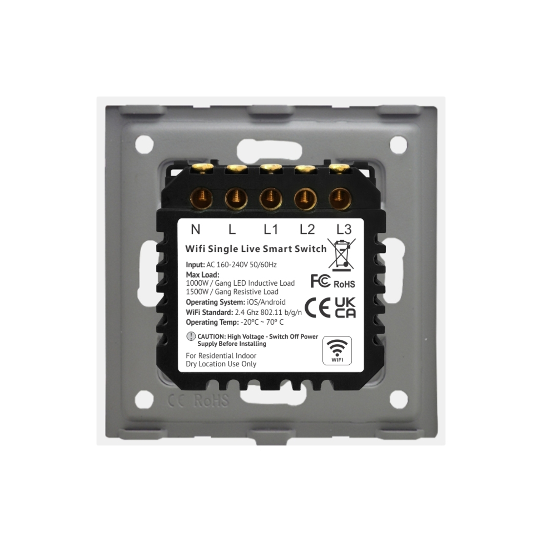 Intrerupator Triplu Wi-Fi cu Touch din Sticla si Rama de Aluminiu LUXION, auriu