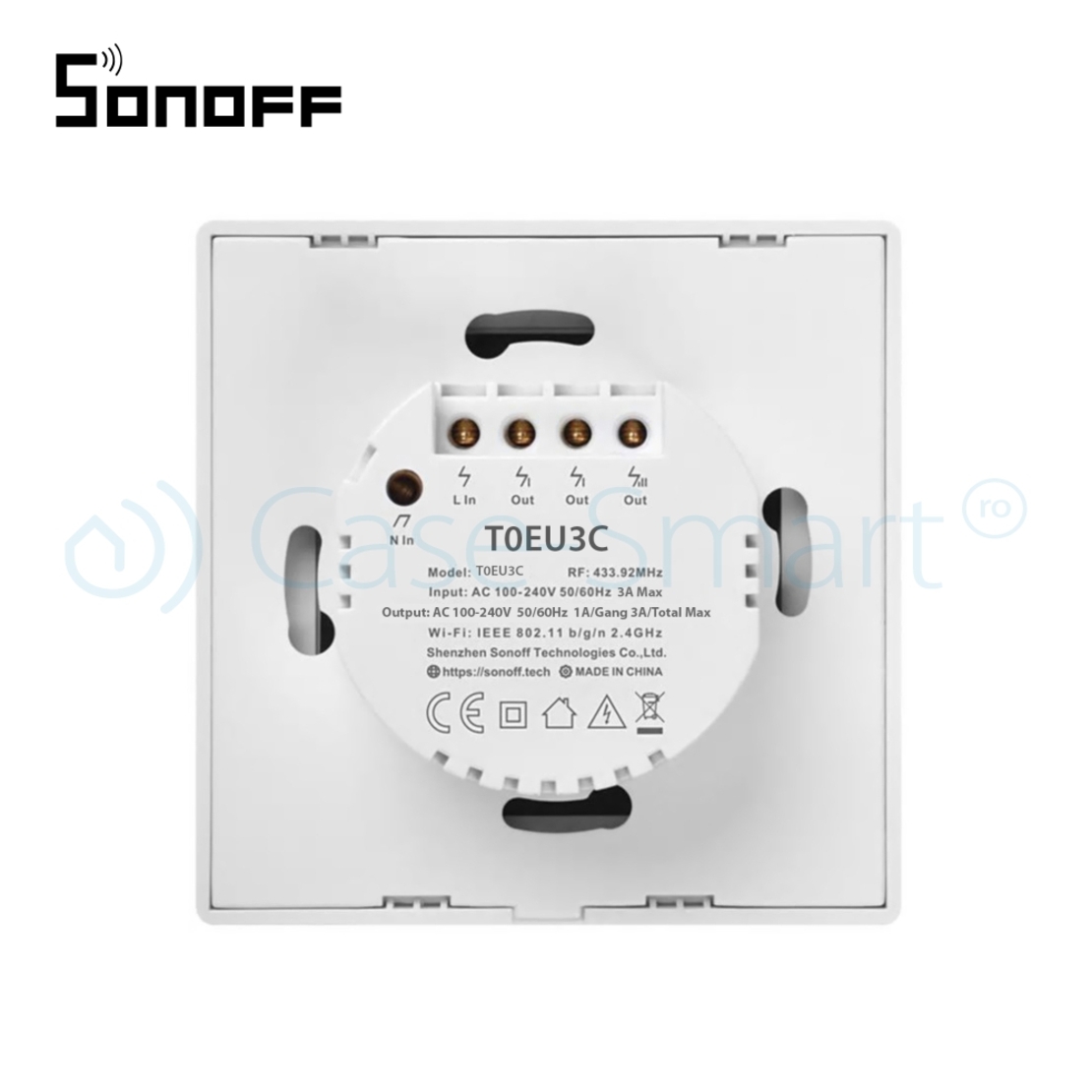Intrerupator triplu cu touch Sonoff T0EU3C, Wi-Fi, Control de pe telefonul mobil