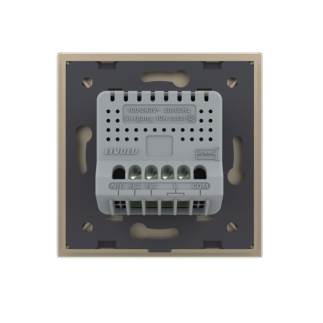 Intrerupatorul Dublu cu Touch LIVOLO cu Rama Din Sticla - Protocol Zigbee EC, auriu