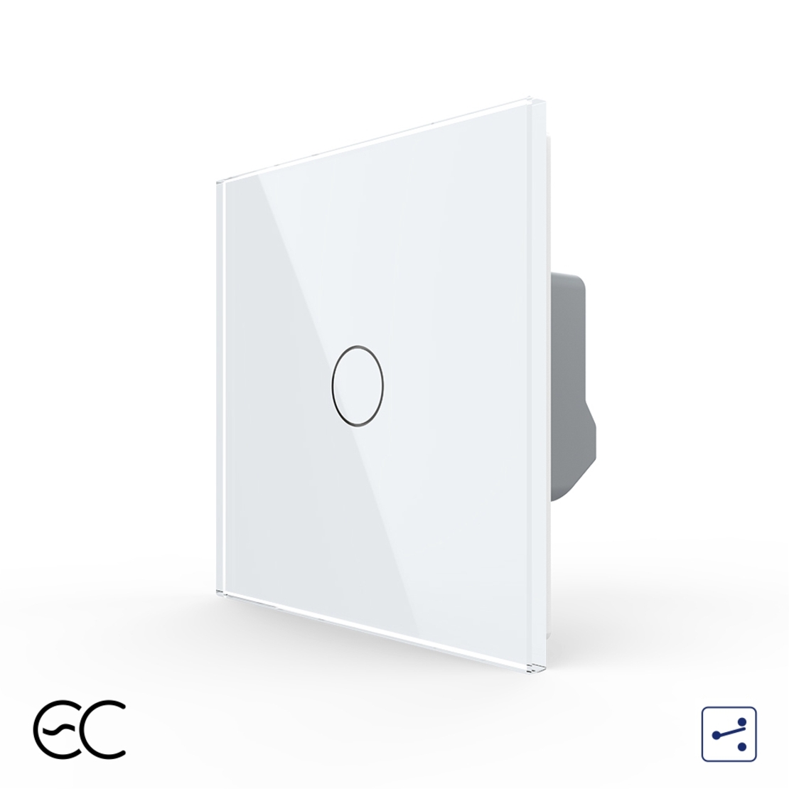 Intrerupator Simplu Cap Scara / Cruce cu Touch LIVOLO din Sticla - Protocol ZigBee EC, alb
