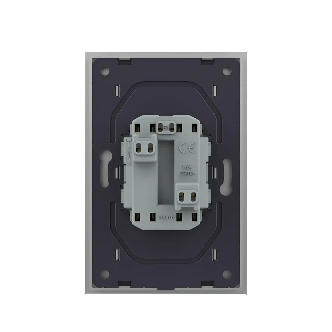 Priza Dubla Livolo cu Rama din Sticla Pentru Doza Simpla, gri