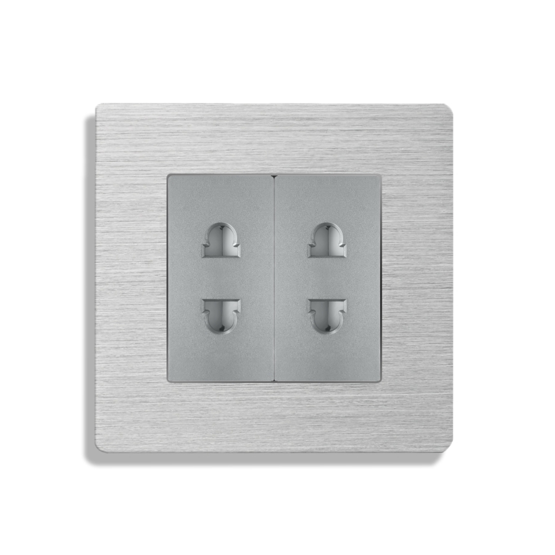 Priza Dubla cu Module Inguste cu Rama din Aluminiu LUXION, gri