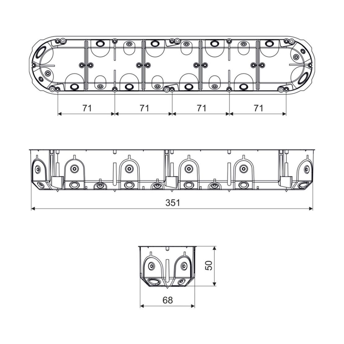 Doza aparataj cvintupla pentru rigips Kopos KPL64-50/5LDNA