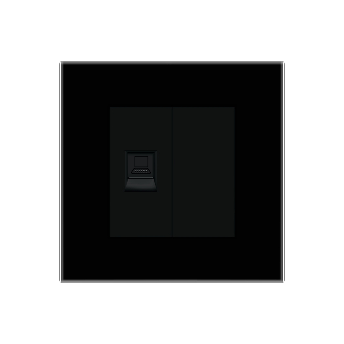 Priza Internet cu Rama din Sticla LUXION, negru