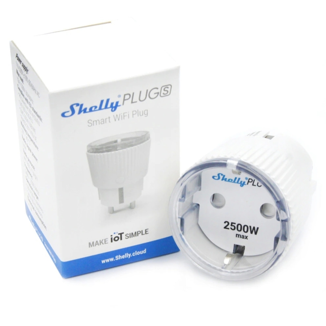 Priza Shelly Plug S, Wi-Fi, 2500 W, Monitorizare consum, Programare, Alb
