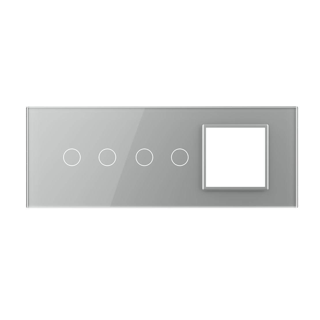 Panou Intrerupator Dublu + Dublu cu Priza LIVOLO din Sticla, Standard Italian - 6/7M, gri