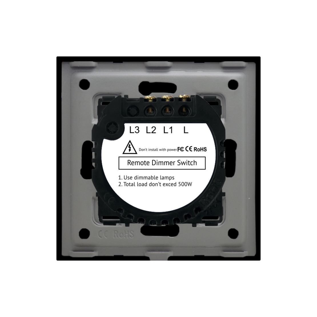 Intrerupator Dublu cu Variator si Touch din Sticla LUXION, RF433, negru