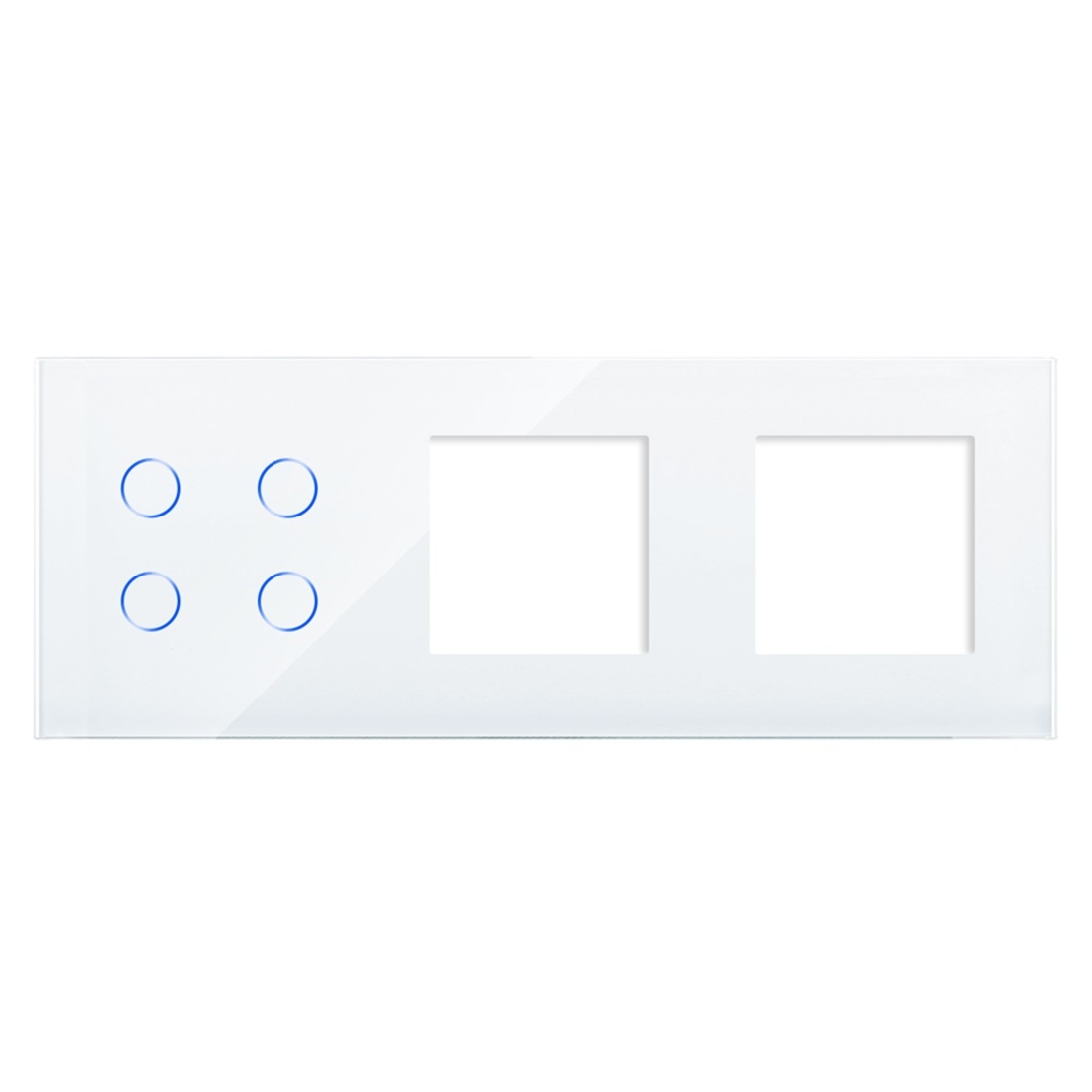 Panou Intrerupator Cvadruplu cu Touch si 2 Prize Simple Din Sticla LUXION, alb