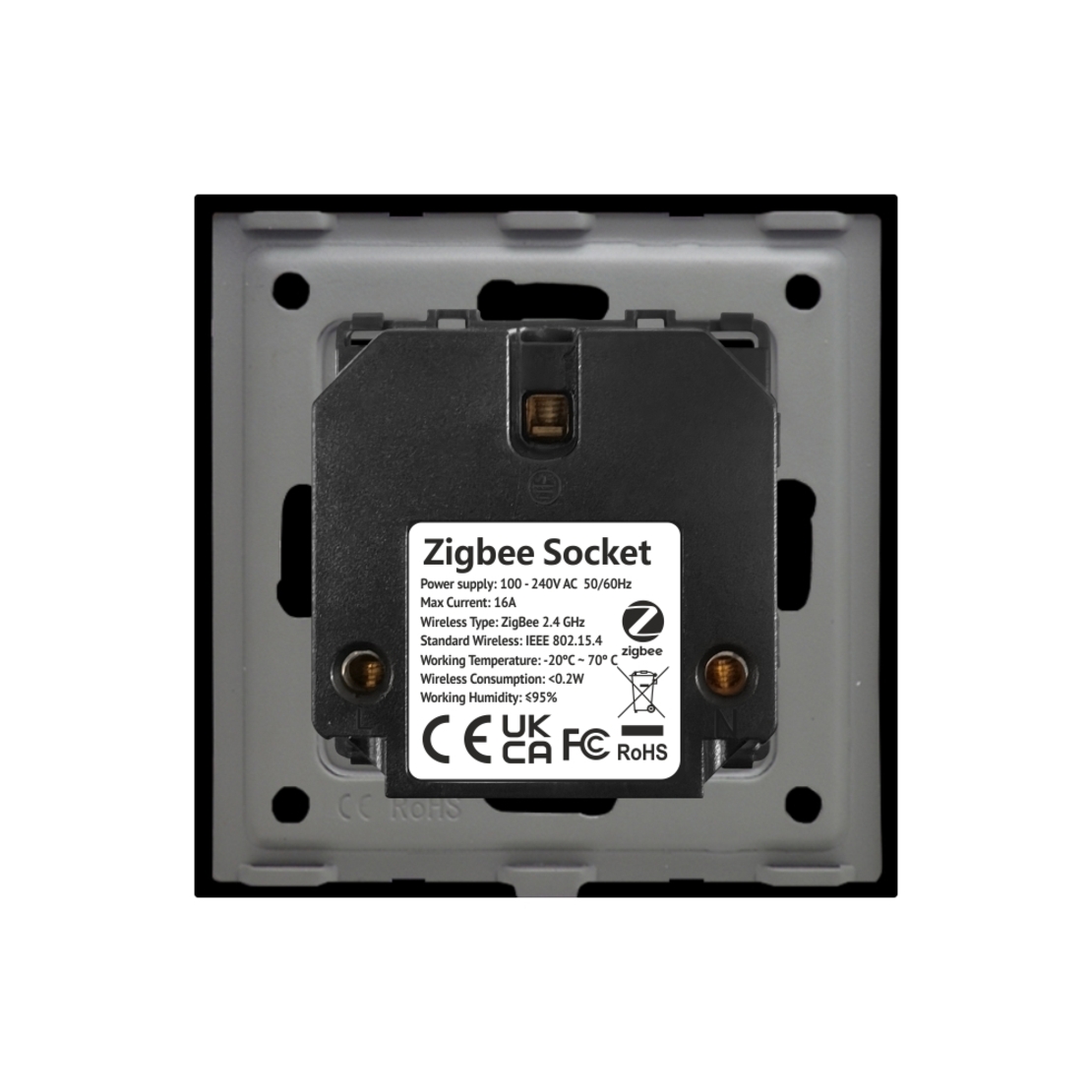 Priza Inteligenta cu Protocol Zigbee si Monitorizare Consum cu Rama Din Sticla LUXION, negru