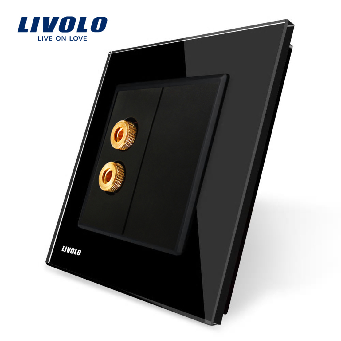 Priza redare sunet LIVOLO cu rama din sticla, negru