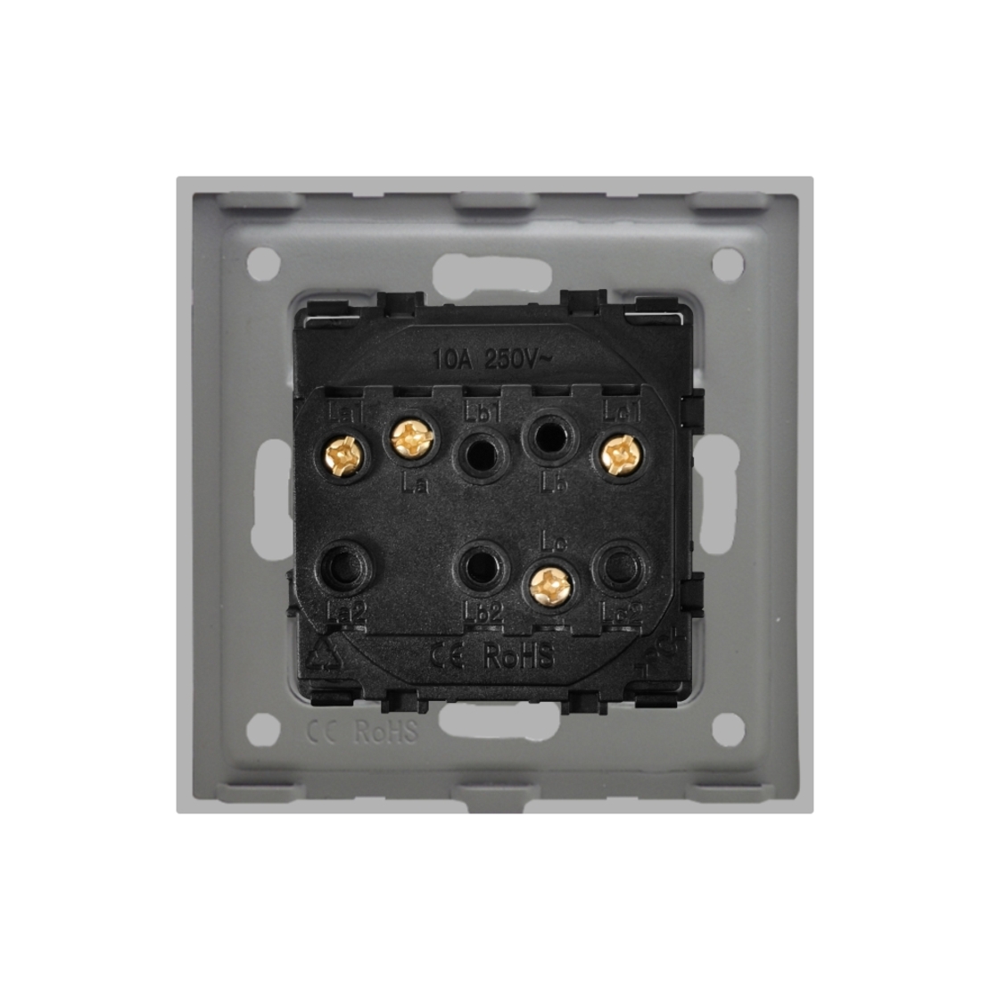 Intrerupator Dublu Mecanic cu Reset / Revenire LUXION cu Rama din Sticla, gri